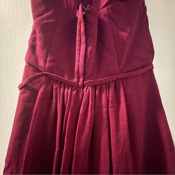 David’s Bridal Short Maroon Chiffon Dress Beaded Sangria Size 4 - Picture 8 of 13